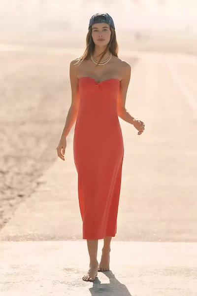 L*space Lisette Strapless Twist-front Midi Dress In Red