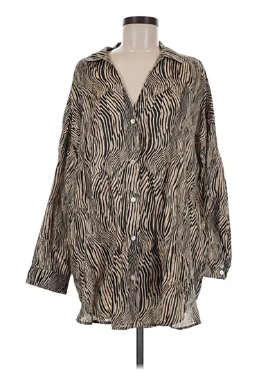 Pre-owned L*space Long Sleeve Blouse In Tan
