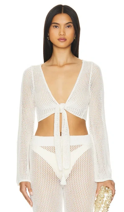 L*space Lspace Los Cabos Open Stitch Cover-up Crop Top In Cream