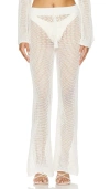L*space Lspace Los Cabos Open Stitch Cover-up Sweater Pants In Cream