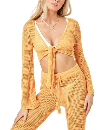 L*space Lspace Los Cabos Open Stitch Cover-up Crop Top In Yellow