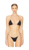 L*space Lotus Bikini Top In Black & Saddle