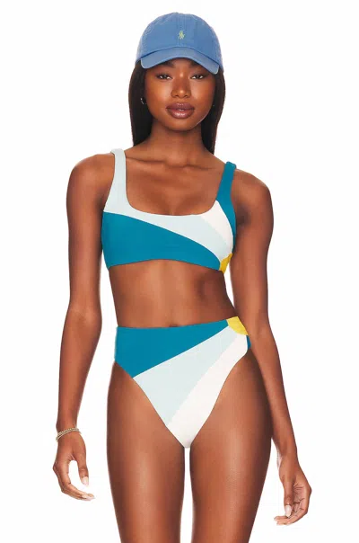 L*space Luca Bikini Bottom In Mediterranean, Pool,cream, & Marigold In Blue