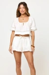 L*space Lspace Lucie Lace Trim Crop Cotton Cover-up Top In White