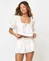 L*space Lspace Lucie Lace Trim Crop Cotton Cover-up Top In White