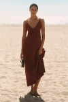 L*space Mabel Linen Blend Maxi Dress In Burgundy