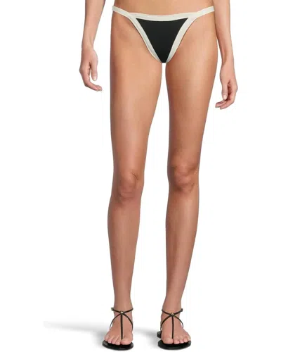 L*SPACE L*SPACE MACKENZIE BIKINI BOTTOM WOMEN'S BLACK CREAM STRETCH SWIMWEAR GBO2549