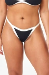 L*space Tommy Womens String Bikini Swim Bottom Separates In Black/ Cream