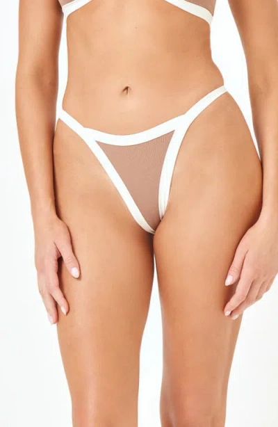 L*space Lspace Mackenzie Bitsy Bikini Bottoms In Saddle/ Cream