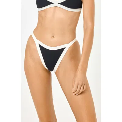 L*space Lspace Mackenzie Colorblock Mid Rise Bikini Bottoms In Black/cream