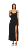 L*space Malibu Cover-up Maxi Dress Women Black Spaghetti Strap Slit Leg Buu569 In Black