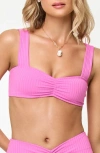 L*space Lspace Marlee Ruched Rib Bikini Top In Pink