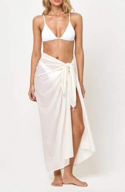 L*space Lspace Mika Seashell Fringe Cotton Cover-up Sarong In White