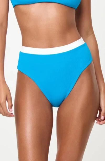 L*space Lspace Misha High Waist Bikini Bottoms In Blue