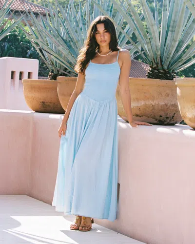 L*space Lspace Misha Smocked Bodice Cover-up Cotton Maxi Dress In Blue
