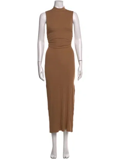 Pre-owned L*space Mock Neck Long Dress In Brown