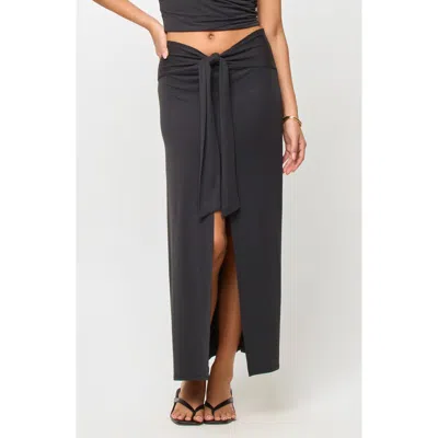 L*space Lspace Moonlit Tie Front Midi Skirt Cover-up In Black