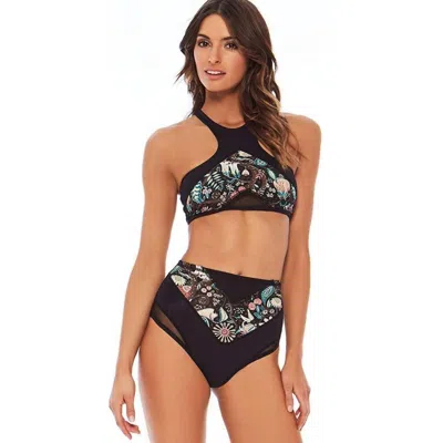 L*space Nevada High Waist Bikini Bottom In Liberty Floracopa In Black