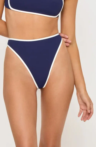 L*space Nora Bikini Bottom In Midnight Cream In Blue