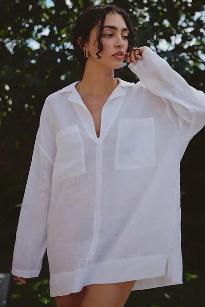 L*space Oasis 100% Linen Tunic In White