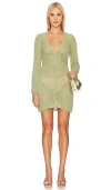 L*space Palisades Long Sleeve Sheer Cover-up Minidress In Light Olive