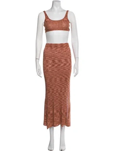 Pre-owned L*space Patterned Skirt Set In Orange