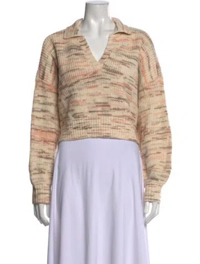 Pre-owned L*space Patterned V-neck Sweater In Neutrals