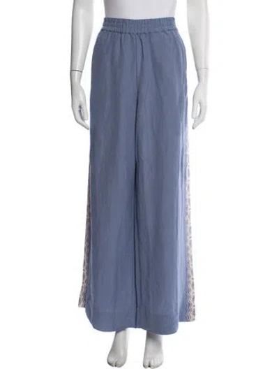 Pre-owned L*space Patterned Wide Leg Pants In Blue