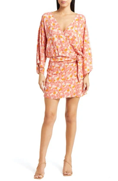 L*space Pfieffer Floral Long Sleeve Cover-up Wrap Dress In Multi