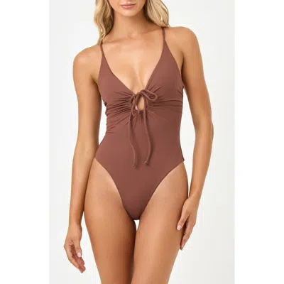 L*space Lspace Piper Keyhole One-piece Swimsuit In Brown