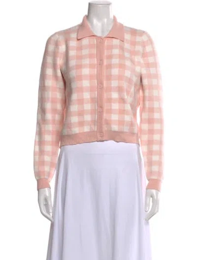 Pre-owned L*space Plaid Print Crew Neck Sweater In Pink