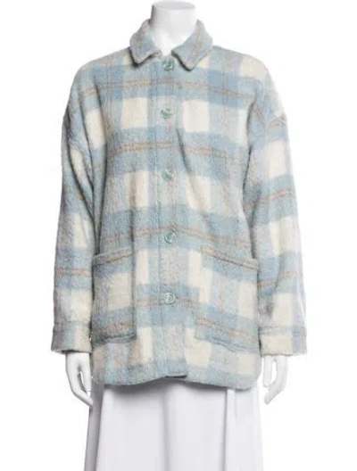 Pre-owned L*space Plaid Print Jacket In Blue