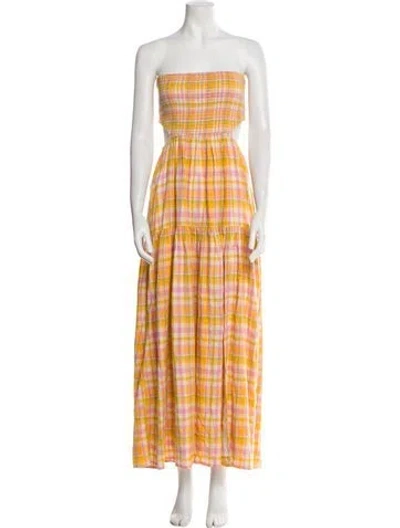 Pre-owned L*space Plaid Print Long Dress W/ Tags In Multi
