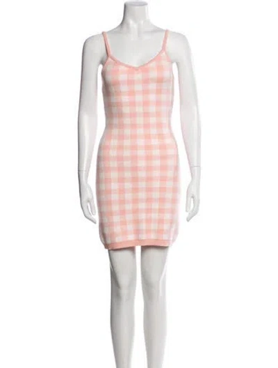 Pre-owned L*space Plaid Print Mini Dress W/ Tags In Pink