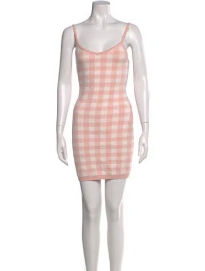 Pre-owned L*space Plaid Print Mini Dress W/ Tags In White