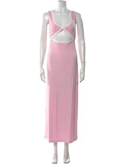 Pre-owned L*space Plunge Neckline Long Dress In Pink