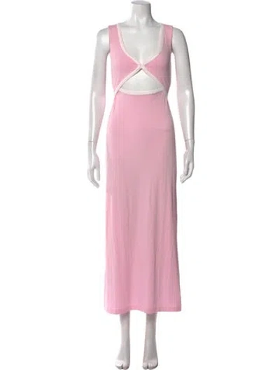 Pre-owned L*space Plunge Neckline Long Dress In Pink