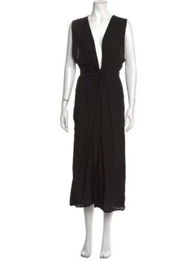 Pre-owned L*space Plunge Neckline Midi Length Dress In Black