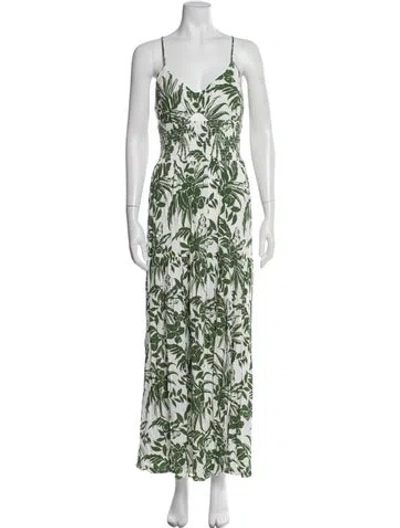 Pre-owned L*space Printed Long Dress In Green