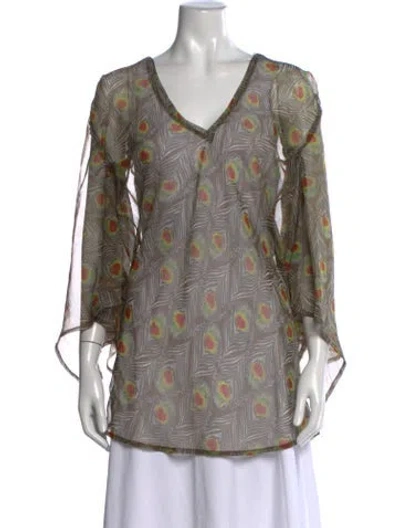 Pre-owned L*space Printed Midi Length Dress In Multicolor