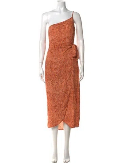 Pre-owned L*space Printed Midi Length Dress In Orange