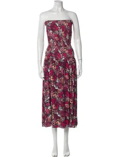 Pre-owned L*space Printed Midi Length Dress W/ Tags In Pink