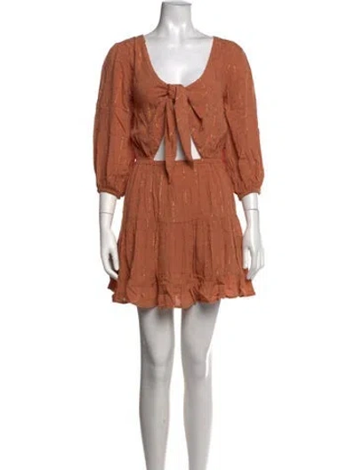 Pre-owned L*space Printed Mini Dress In Metallic/neutrals