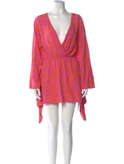 Pre-owned L*space Printed Mini Dress In Pink