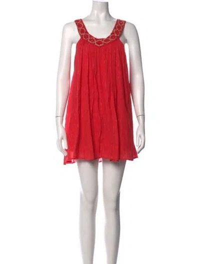 Pre-owned L*space Printed Mini Dress In Red