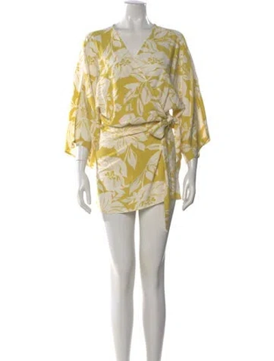 Pre-owned L*space Printed Mini Dress In Yellow
