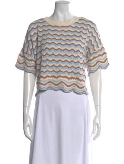 Pre-owned L*space Printed Scoop Neck Sweater In Multi