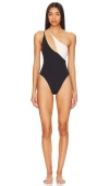 L*space Raquel Colorblock One-shoulder One-piece Swimsuit In Black & Cream