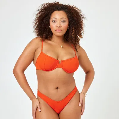 L*space Ribbed Hunter Bikini Top In Orange