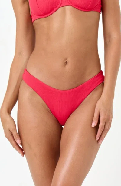 L*space Lspace Ribbed Rocky Classic Bikini Bottoms In Red